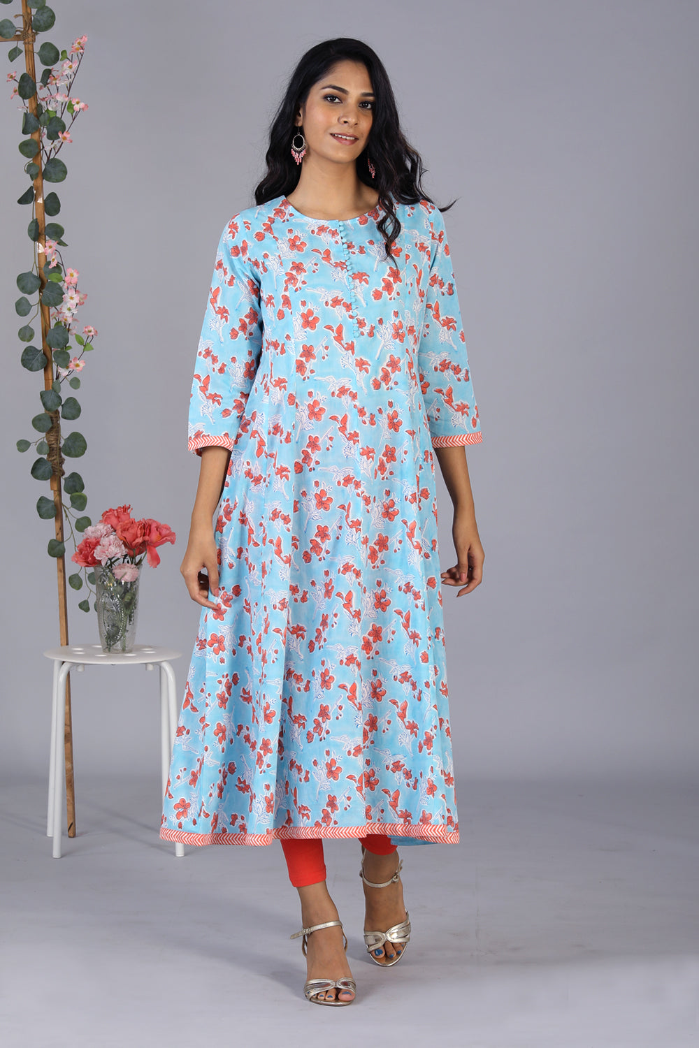 Handblock printed long kurti