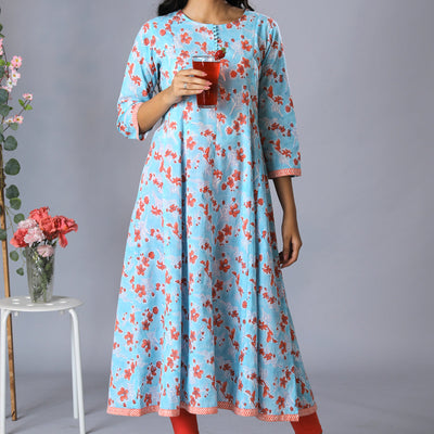 Handblock printed long kurti