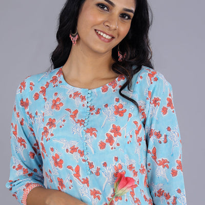 Handblock printed long kurti