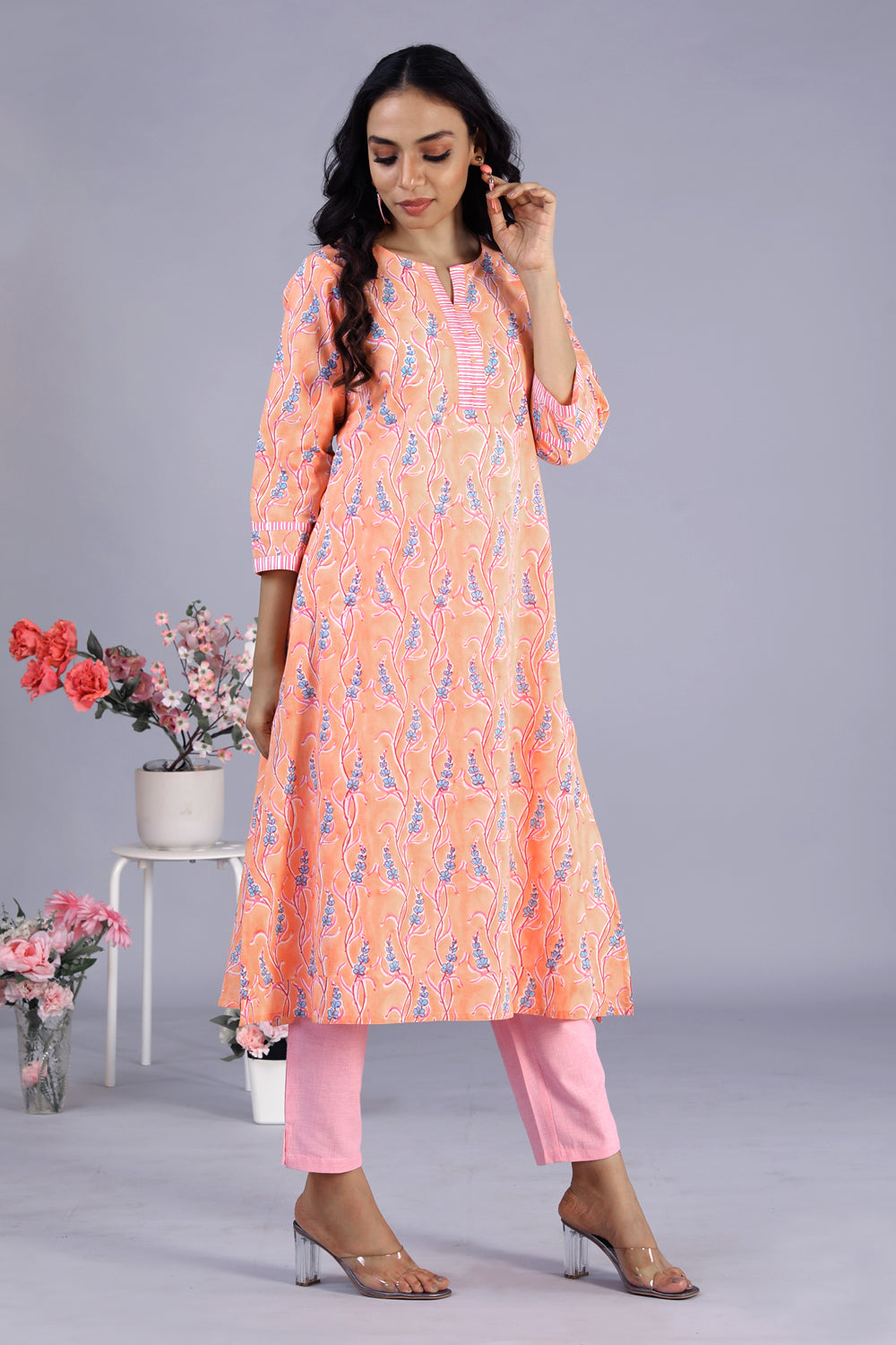 Hand block printed kurti