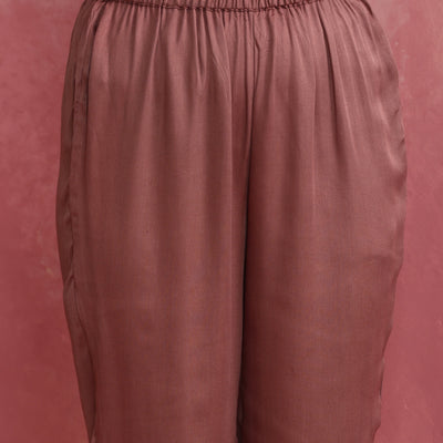trueBrowns Pink Modal Kimono Kurta Co-ord Set