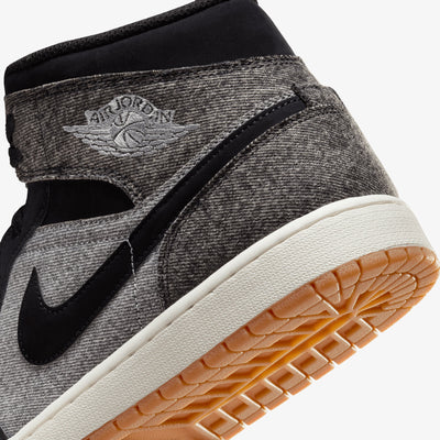 JORDAN | AIR JORDAN 1 MID SE V2 { BLACK/BLACK-SAIL-GUM MED BROWN