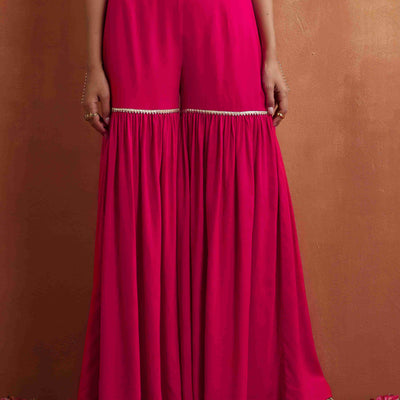 trueBrowns Red Print Sharara Set