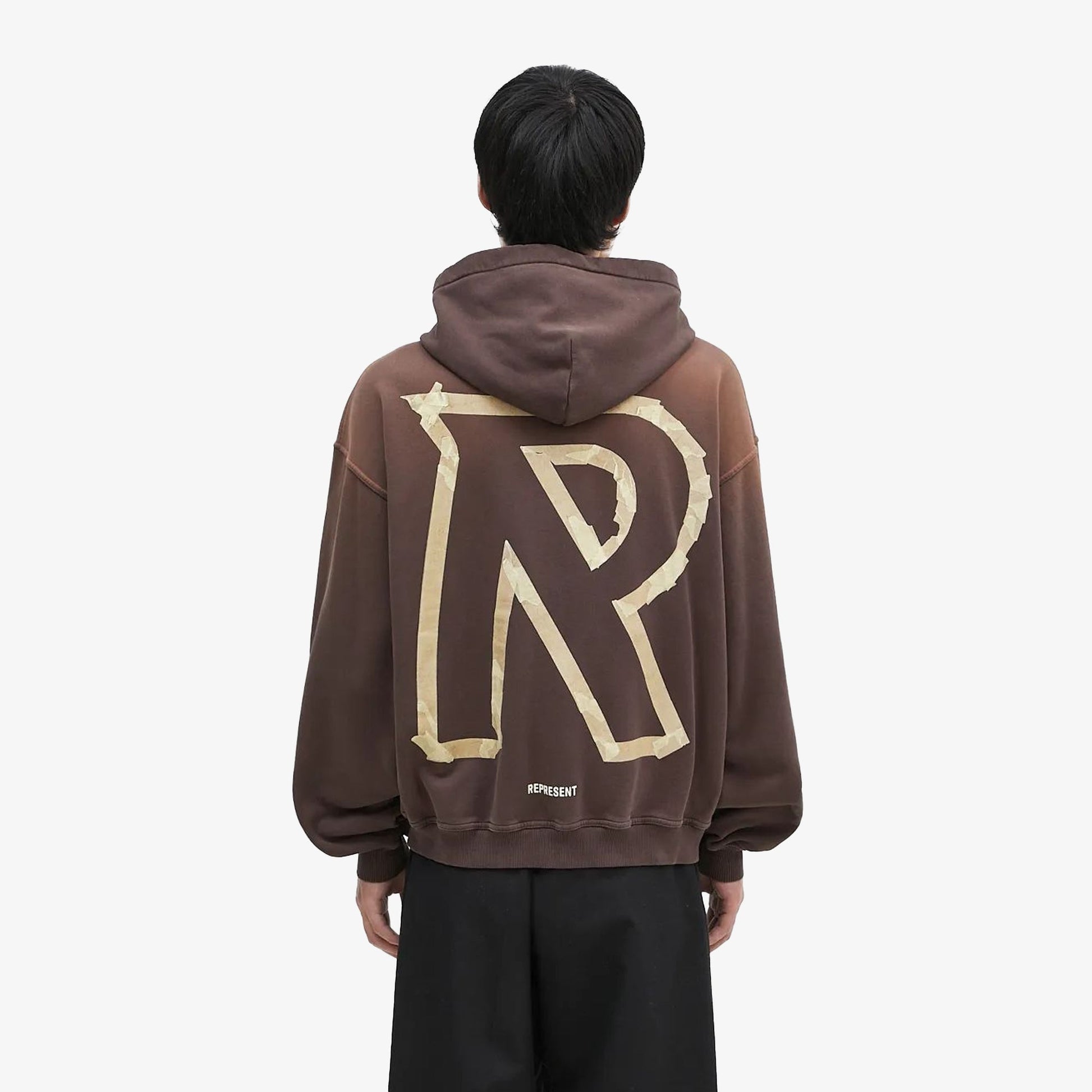 Represent | MASKING TAPE INITIAL ZIP HOODIE { CEDAR