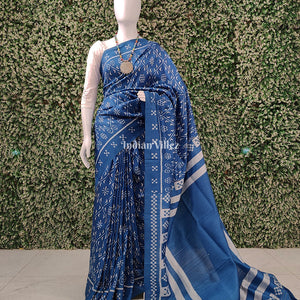 Peacock Blue Contemporary Odisha Handloom Silk Saree