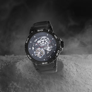 Crescent Men Automatic Black Dial Analog Silicone Watch 227-P40406