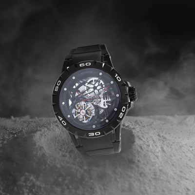 Crescent Men Automatic Black Dial Analog Silicone Watch 227-P40406