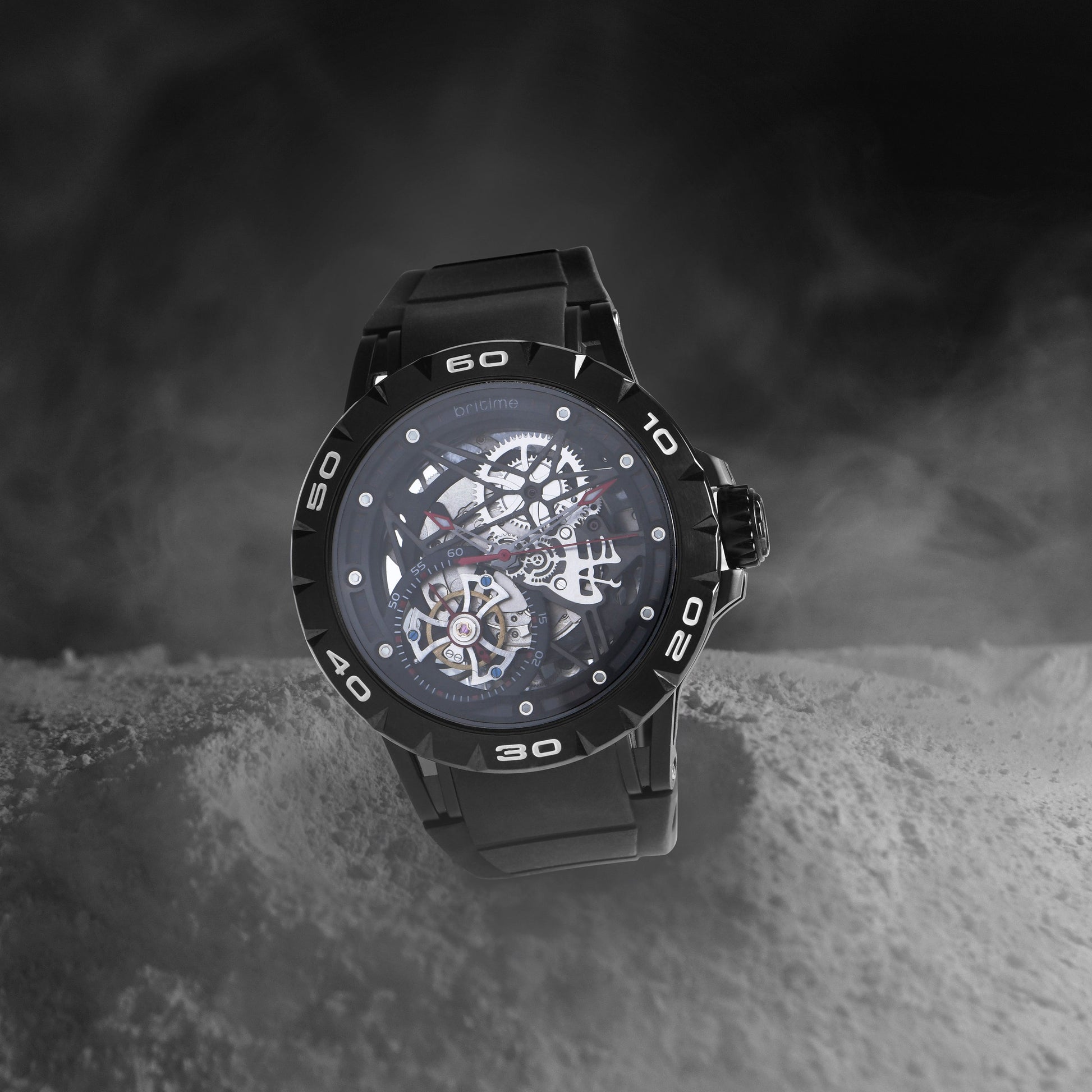 Crescent Men Automatic Black Dial Analog Silicone Watch 227-P40406