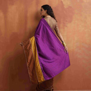 trueBrowns Purple Silk Ready To Wear Saree