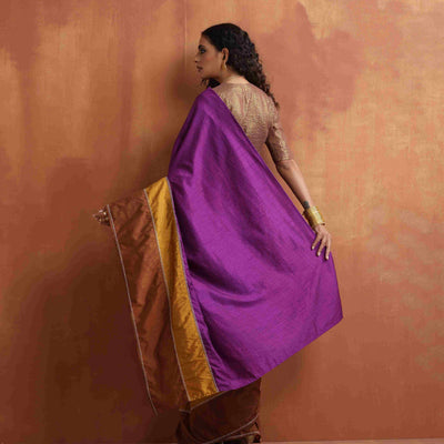 trueBrowns Purple Silk Ready To Wear Saree