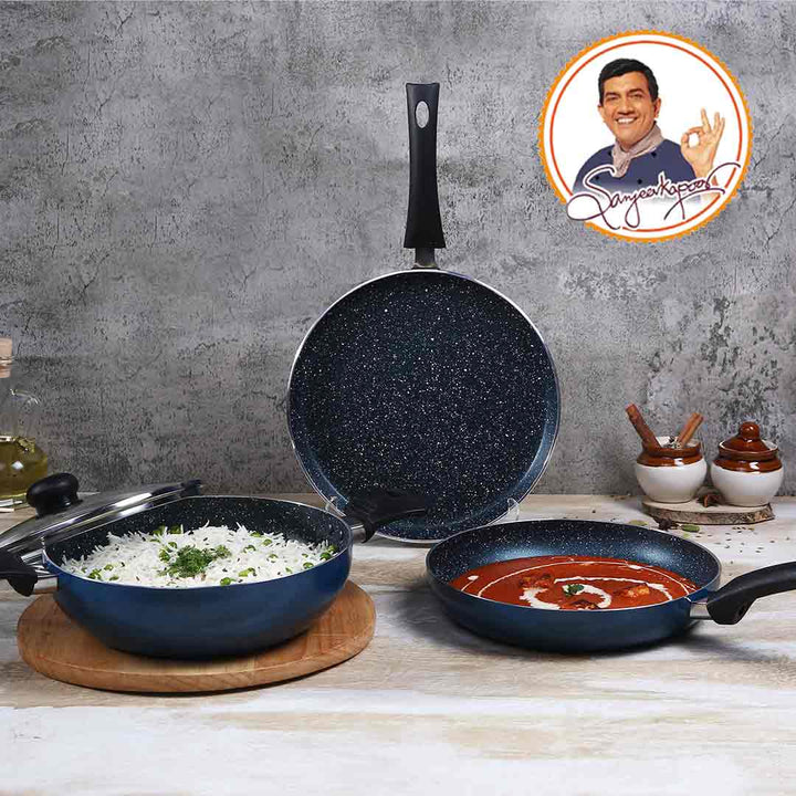 Sigma Non-stick Cookware Set, 4Pc (Kadhai with Lid,.