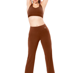 Flaunt Flared High Rise Travel Pants - Potting Soil