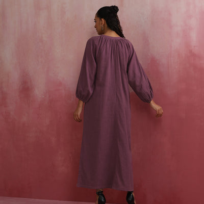 trueBrowns Light Purple Cotton Dobby Dress