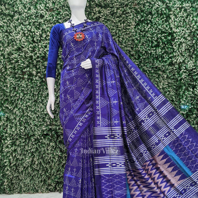 Blue Tribal Contemporary Designer Silk Saree