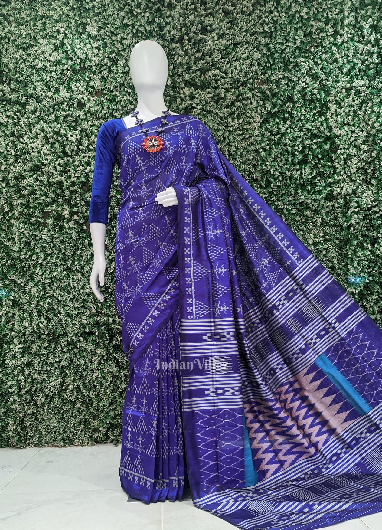 Blue Tribal Contemporary Designer Silk Saree