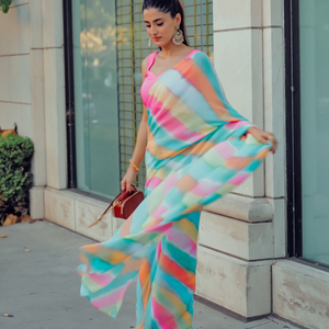 Jazzy Mix Leheriya Pure Chiffon Saree