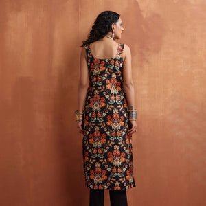 trueBrowns Black Print Straight Kurta Set