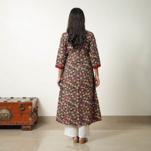 Black - Straight Cotton Kalamkari Kurta 05