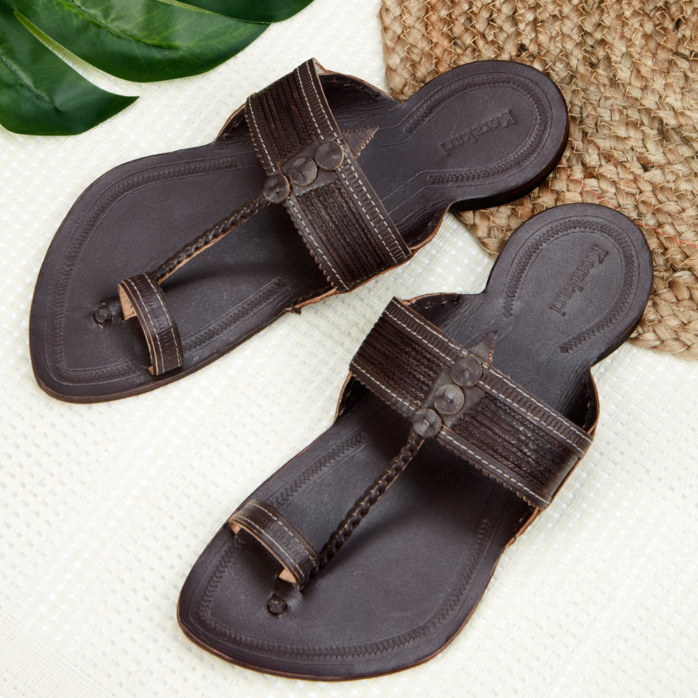 Brown Handstitched Leather Kolhapuri Men Slipper