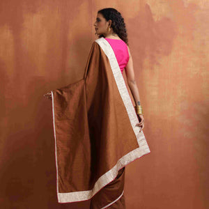 trueBrowns Brown Silk Ready To Wear Saree