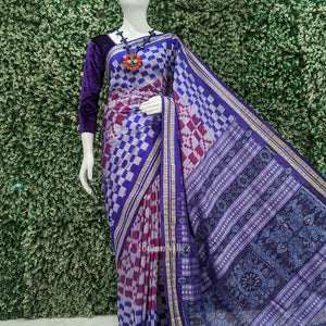 Purple Dual Tone Pasapali Sambalpuri Silk Saree