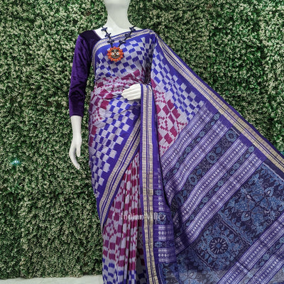 Purple Dual Tone Pasapali Sambalpuri Silk Saree