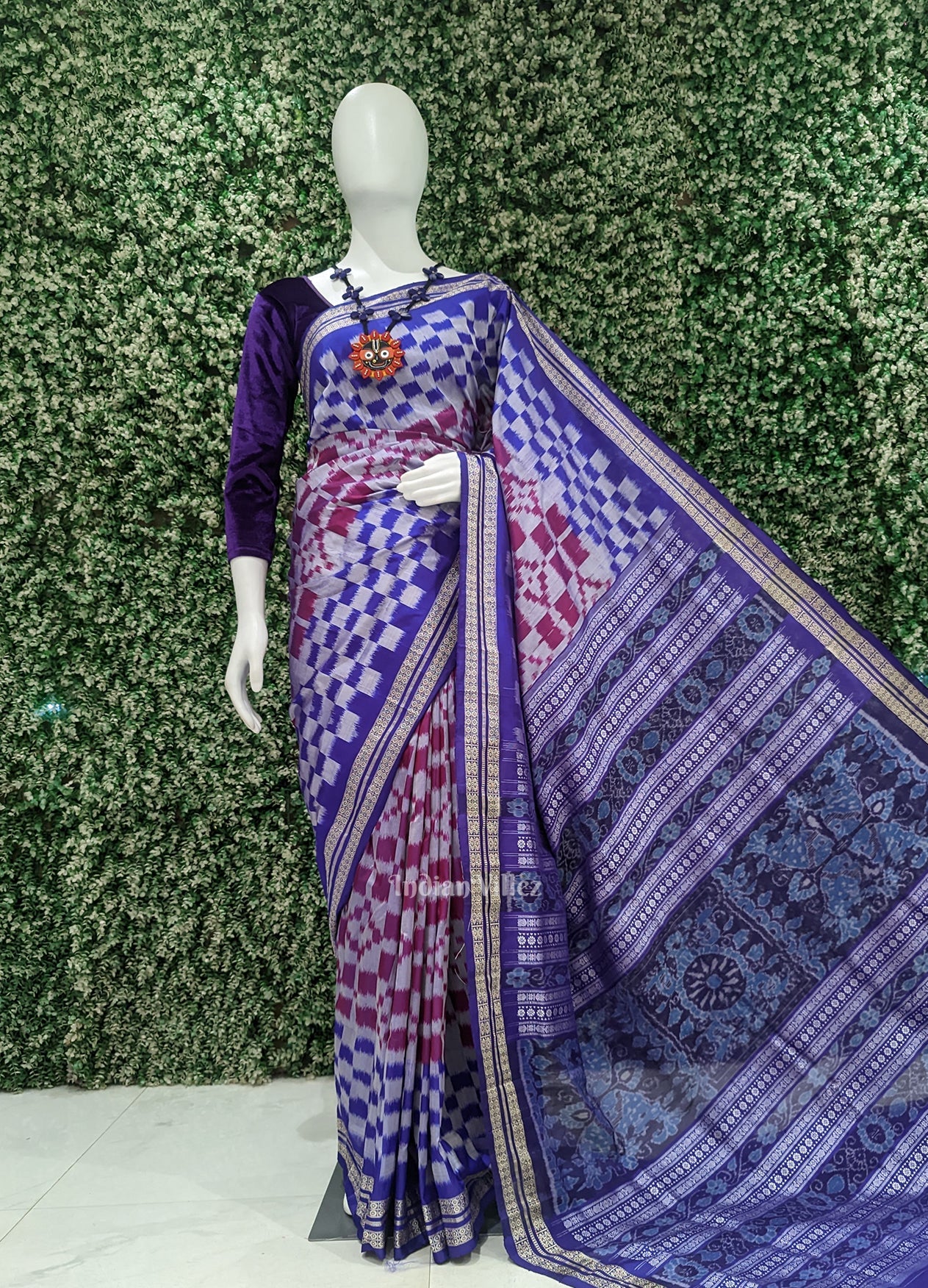Purple Dual Tone Pasapali Sambalpuri Silk Saree