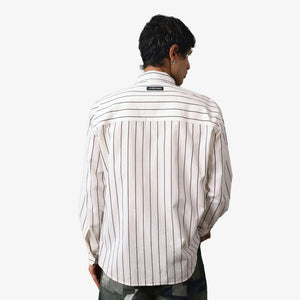 ALMOST GODS | ASSEMBLAGE STRIPE BOXY SHIRT { WHITE