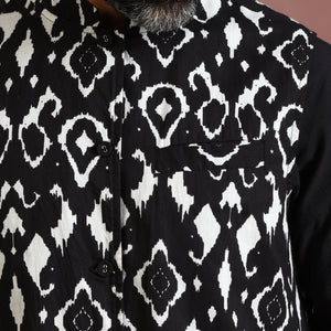 trueBrowns Men's Black Ikat Reversible Nehru Jacket