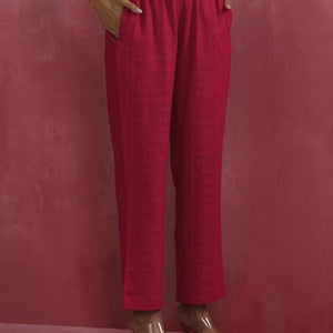 trueBrowns Magenta Cotton Dobby Kurta Set
