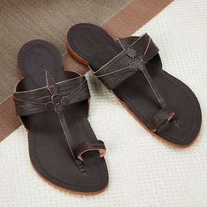 Brown Handstitched Leather Kolhapuri Men Slipper
