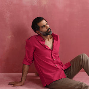 trueBrowns Men's Pink Cotton Shirt