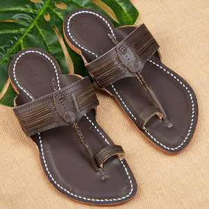 Brown Handstitched Leather Kolhapuri Men Slipper