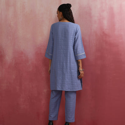 trueBrowns Sky Blue Cotton Kurta Co-ord set