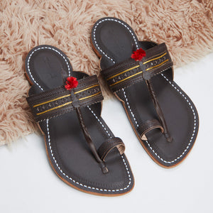 Brown Handstitched Leather Kolhapuri Men Slipper