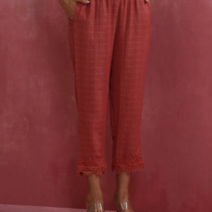 trueBrowns Peach High low Cotton Dobby Kurta Set