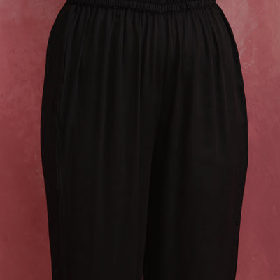 trueBrowns Black V Neck Kurta Co-ord Set