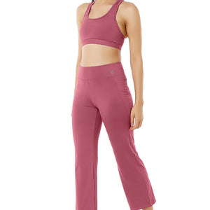 Flaunt Flared High Rise Travel Pants - Heather Rose
