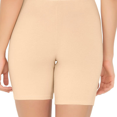 Smooth Mid-thigh Cotton Shortie Liner (Pack of 2) - Black-Nude
