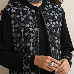 trueBrowns Black Kashmiri Woollen Jacket 3pc Set