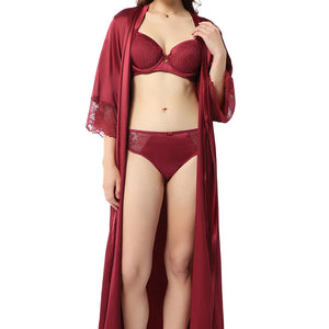 Eternal Bliss Full-length Satin Robe - Rio Red