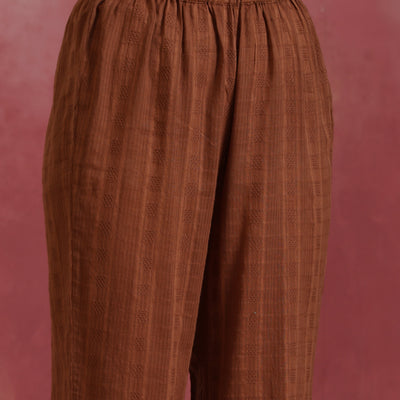 trueBrowns Brown Cotton Dobby Kurta Co-ord set