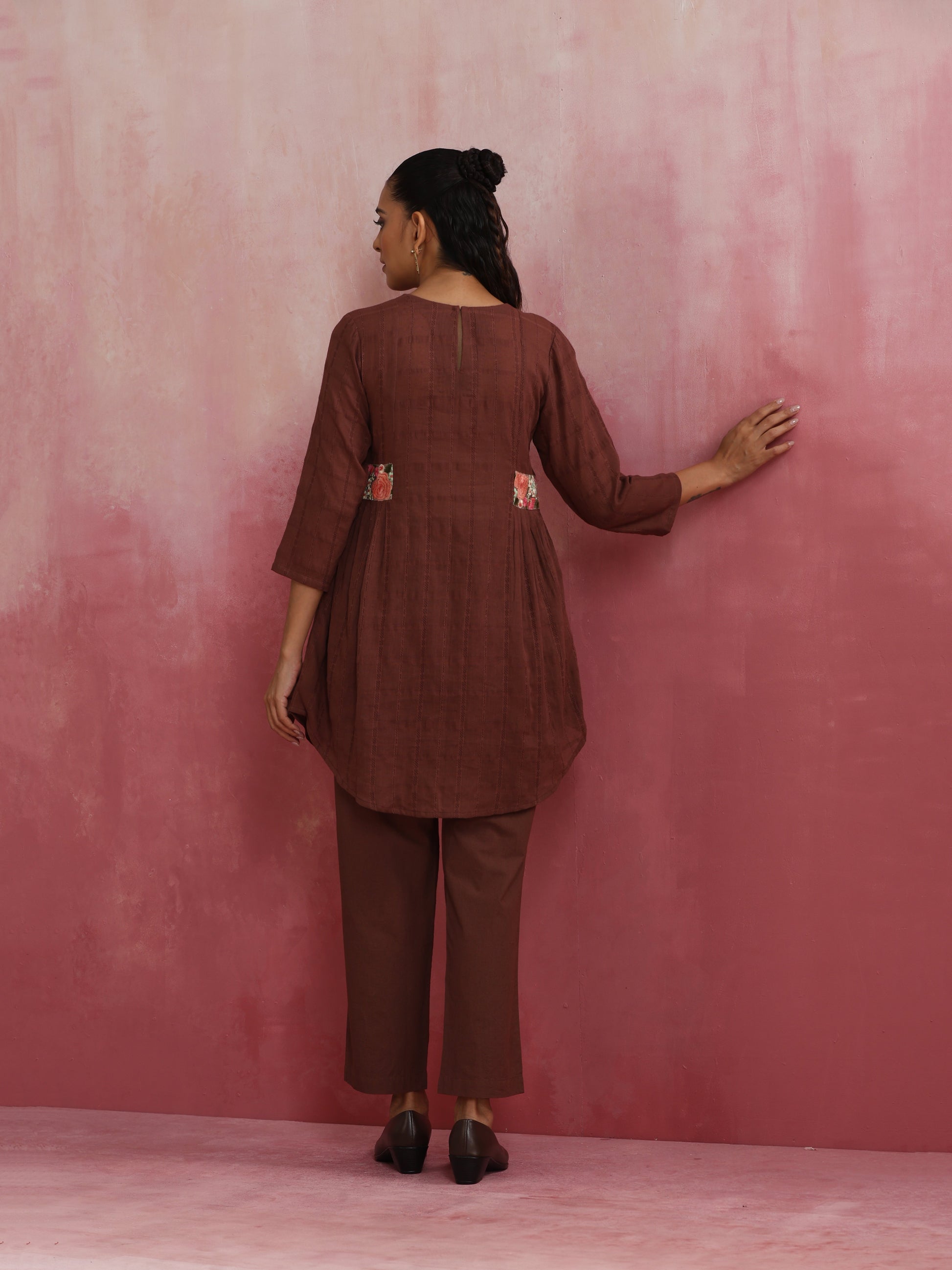 trueBrowns Brown Cotton Dobby Co-ord set