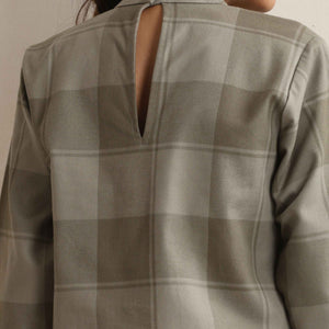 trueBrowns Green Check High Neck Short Kurta
