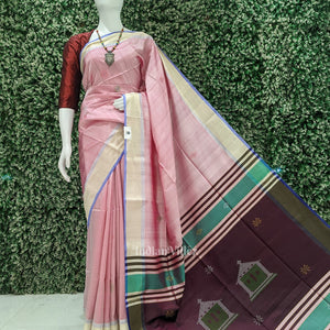 Pink Mulberry Purple Pure Bishnupuri Silk Saree