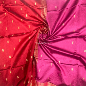 Magenta Butta Design Silk Cotton Maheshwari Saree with Zari Border