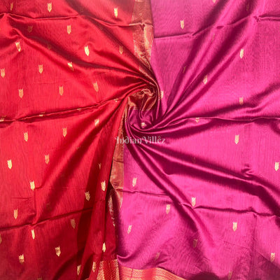 Magenta Butta Design Silk Cotton Maheshwari Saree with Zari Border