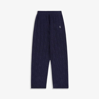 SPORTY & RICH | SRC CABLE-KNIT WOOL CASHMERE TROUSERS { NAVY