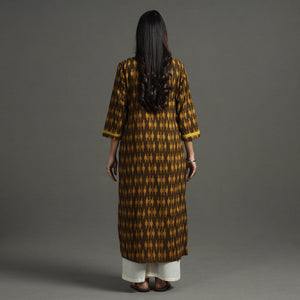 Brown - Akola Block Printed Cotton Straight Kurta