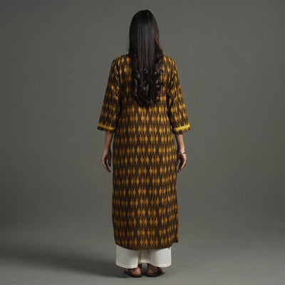 Brown - Akola Block Printed Cotton Straight Kurta